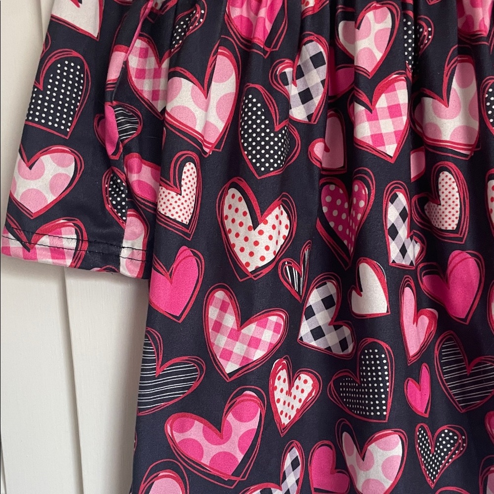 Heart Patterned Kids Dress - Picture 3 of 3